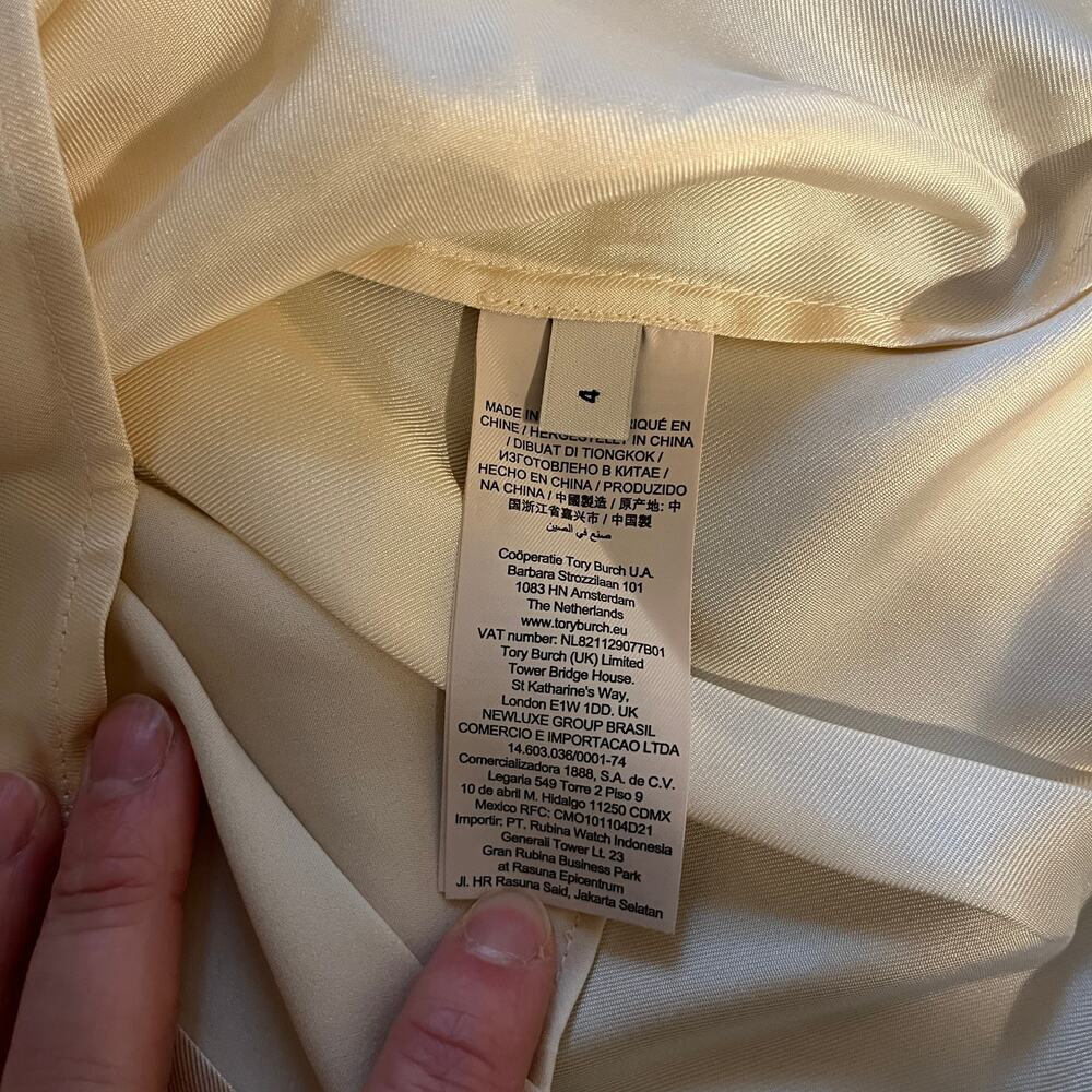 Tory Burch Silk Bow Long Sleeve Blouse French Cream Size 4 - Picture 10 of 10